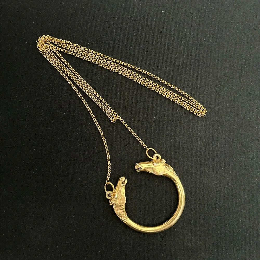 Florenza Gold-Tone Necklace with Circular Horse Pendant - Picture 3 of 6
